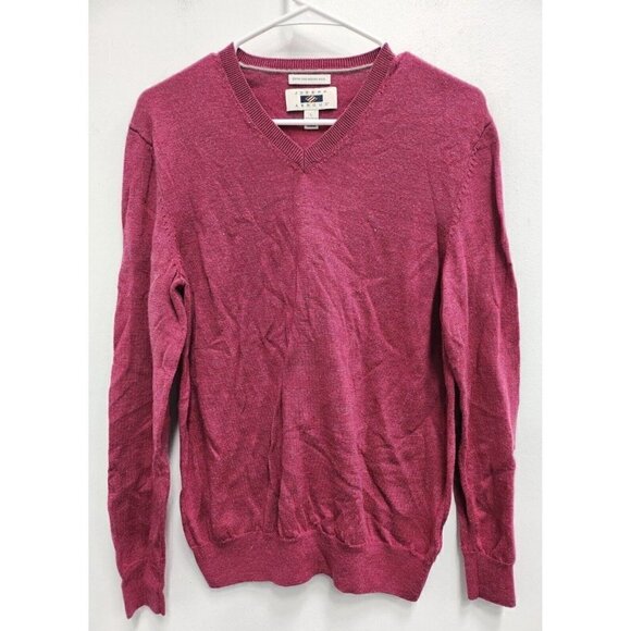 Joseph Abboud Other - Joseph Abboud Mens Extra Fine Merino Wool Sweater Large Maroon V-Neck Pullover